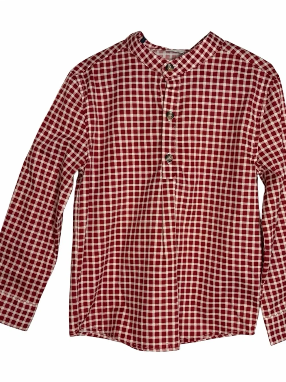 NEW Edgehill Collection Boy 2-Pc Outfit Set Size 6 Gingham Henley Khaki Pants